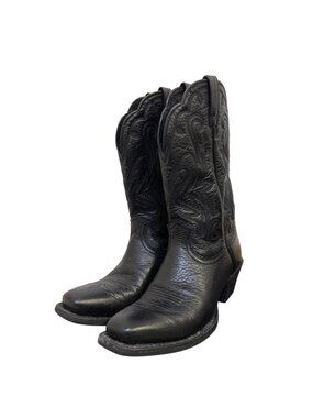 Ariat Western Black Leather Boots Square Toe Size 7